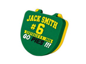 Custom mouthguard case with player name, number and club